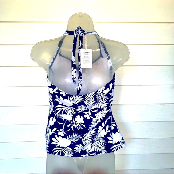 Navy and White Floral Bikini Top NWT size XL women’s summer swim - Picture 3 of 4